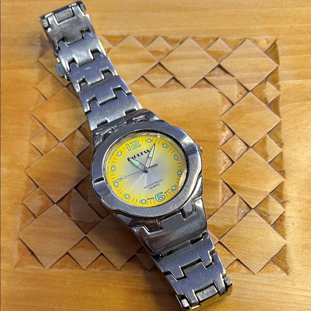 imPRESS Men's Watch with Silver Band and Yellow Dial